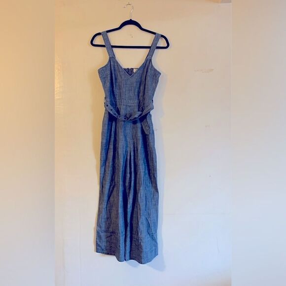 Dizzy Lizzy Chambray Jumpsuit Wide Leg Short Pants w/ Belt Sz XS Gorgeous - Picture 1 of 8